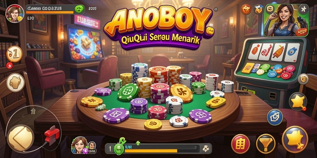 Screenshot gameplay ANOBOY yang menampilkan keseruan QiuQiu.