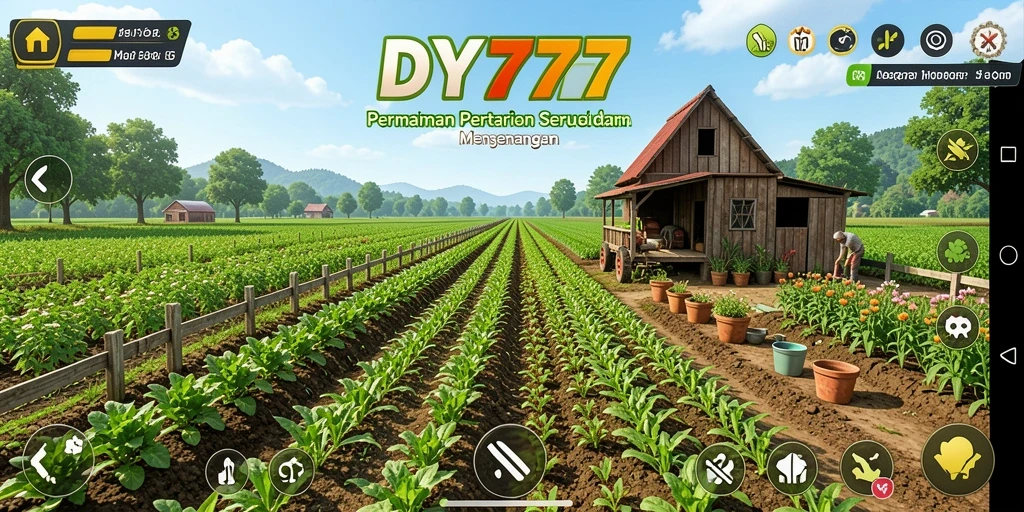 Tampilan gameplay seru DI777 dengan elemen pertanian yang menarik.