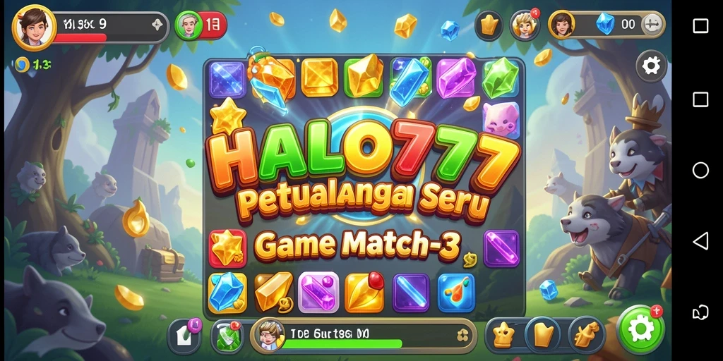 Tampilan menarik gameplay HALO777 dalam tantangan Match-3.