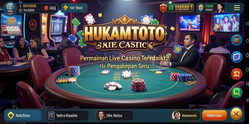 Screenshot HUKUMTOTO menunjukkan gameplay Live Casino yang mendebarkan.