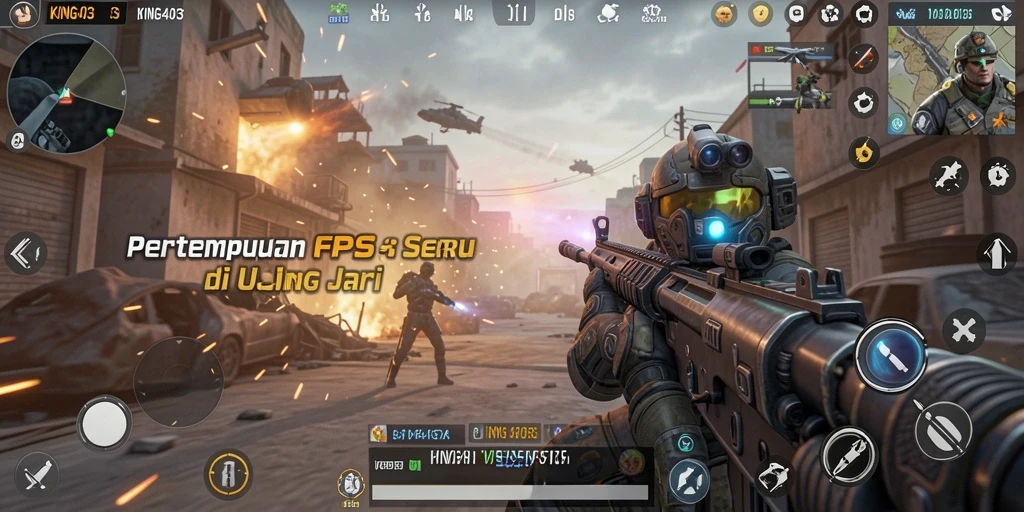 Tangkapan layar gameplay KING403 dengan aksi tembak-menembak yang mengesankan.