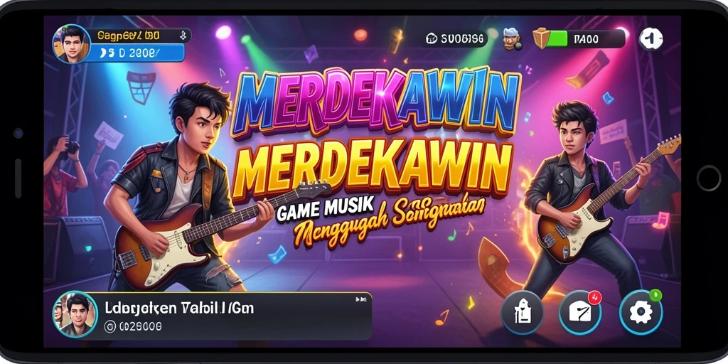 Screenshot gameplay MERDEKAWIN menunjukkan pemain yang menikmati irama musik.