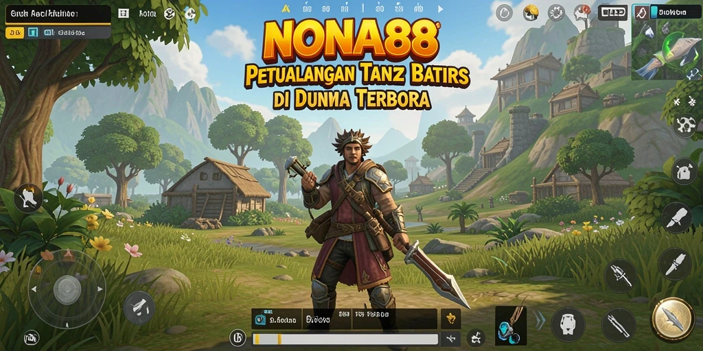 Screenshot gameplay NONA88 menunjukkan eksplorasi luas dunia terbuka.
