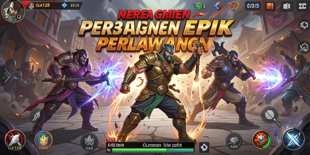 Tampilan gameplay penuh aksi di OLX128 dengan karakter yang bertarung sengit.