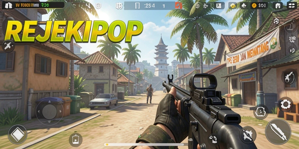 Tangkapan layar gameplay REJEKIPOP yang menampilkan aksi TPS seru.