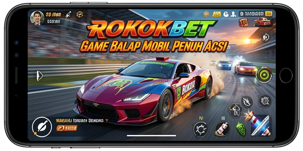 Gameplay ROKOKBET yang mendebarkan dalam balap mobil.