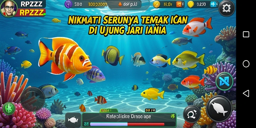 Screenshot utama RPZZZ menampilkan gameplay seru Tembak Ikan.