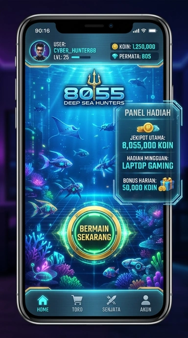 Tampilan utama aplikasi 8055 dengan kategori yang jelas.